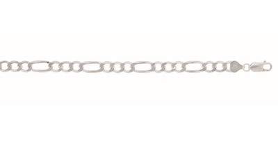 Silver 7mm Figaro Chain Bracelet 8.5&quot;