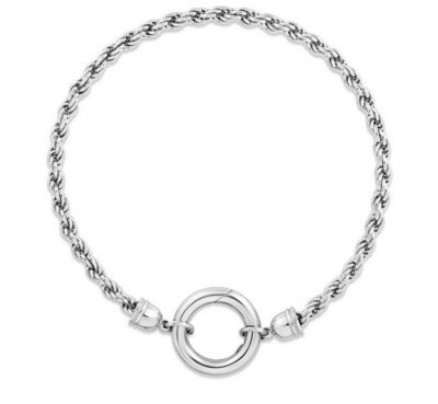 Silver 3.4mm Rope Chain Bracelet 7&quot;