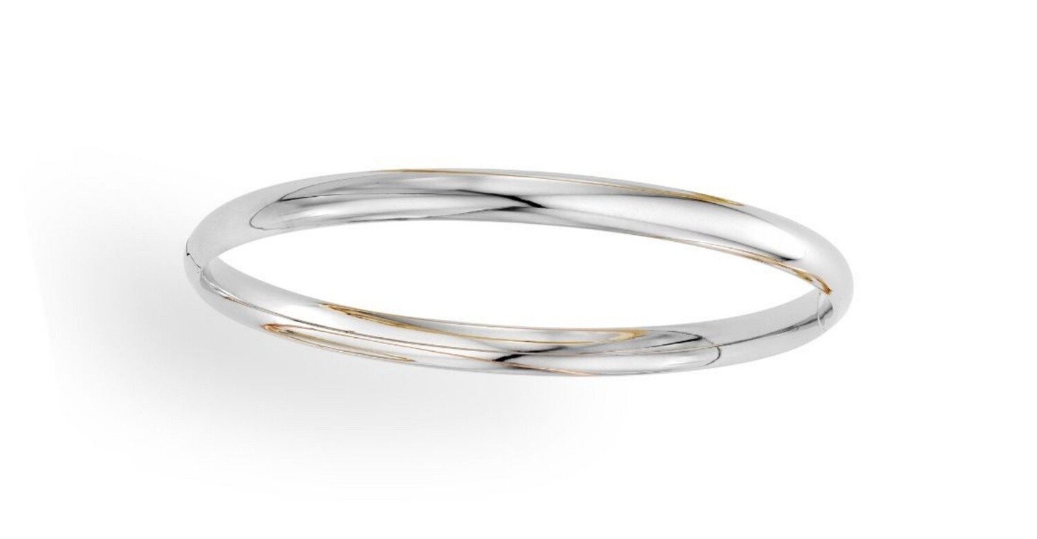14K White Gold Polished 5mm Bangle 7"