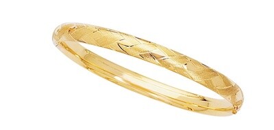 14K Gold X Pattern Bangle 7&quot;