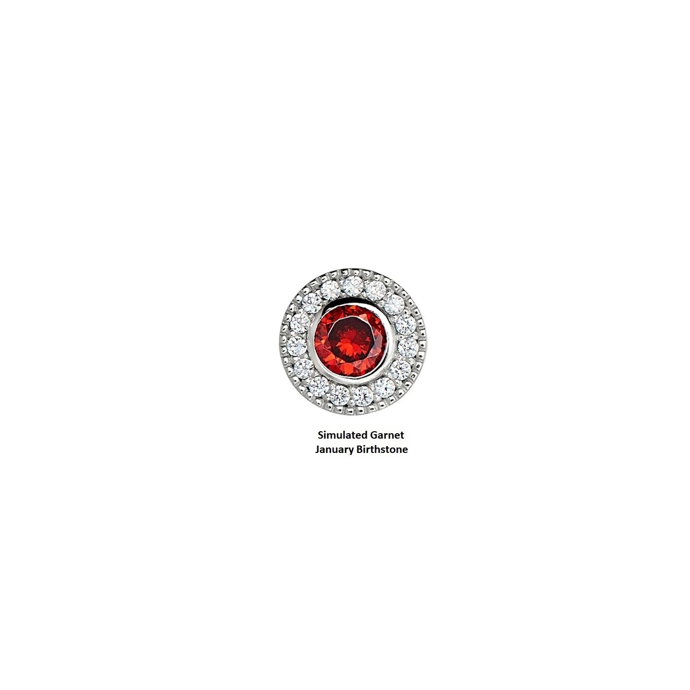SS Necklace Charm, Gemstone: Garnet