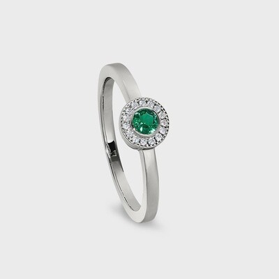 SS Simulated Emerald & Dia Ring