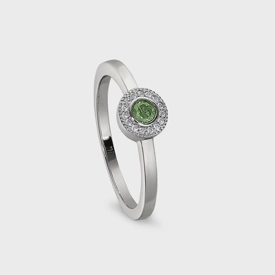SS  Simulated Peridot & Dia Ring