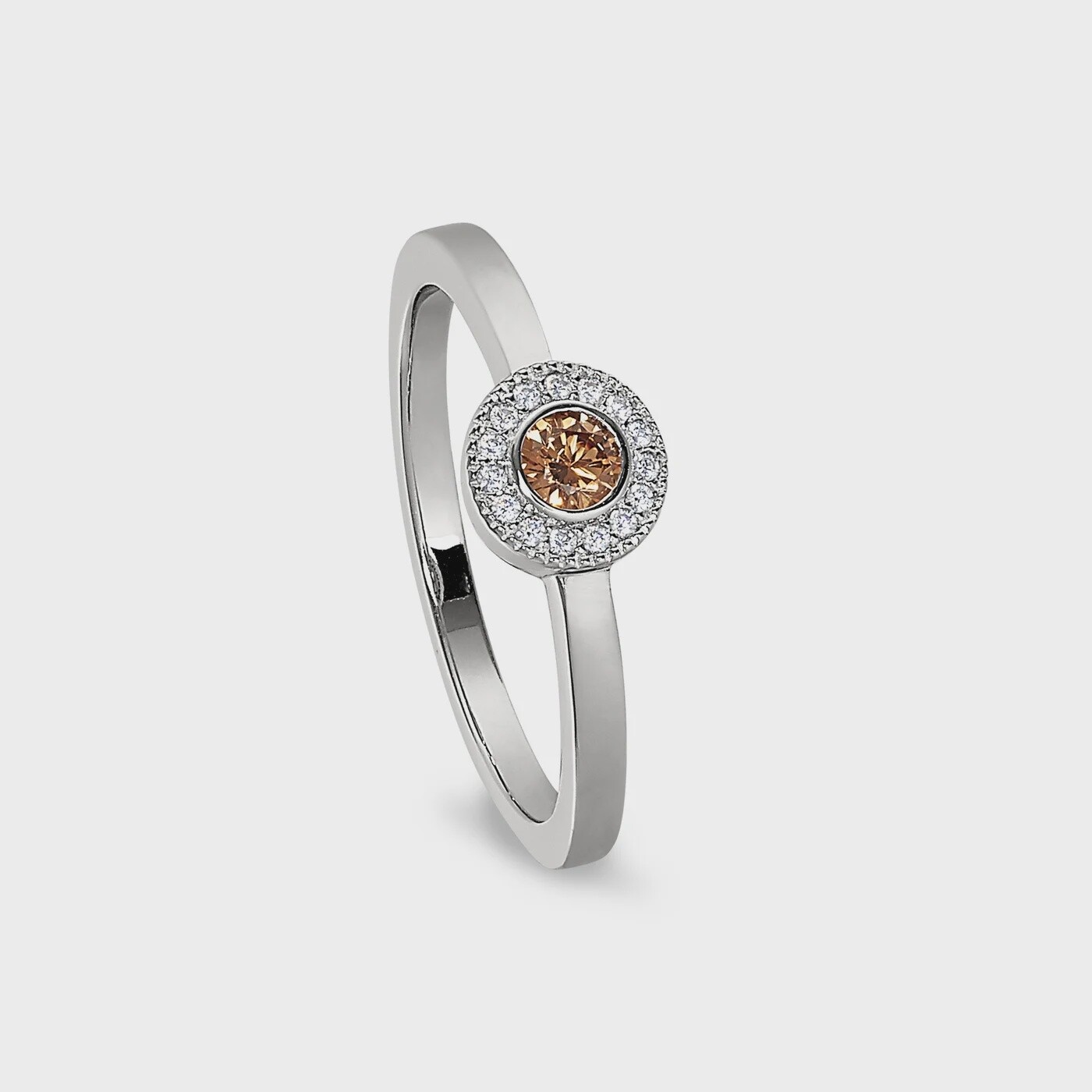 SS Simulated Citrine & Dia Ring