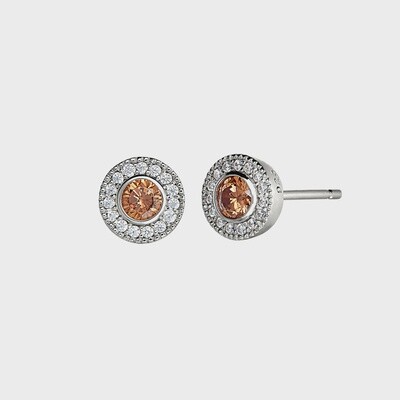 SS PL Finish Sim Citrine & Dia Earrings