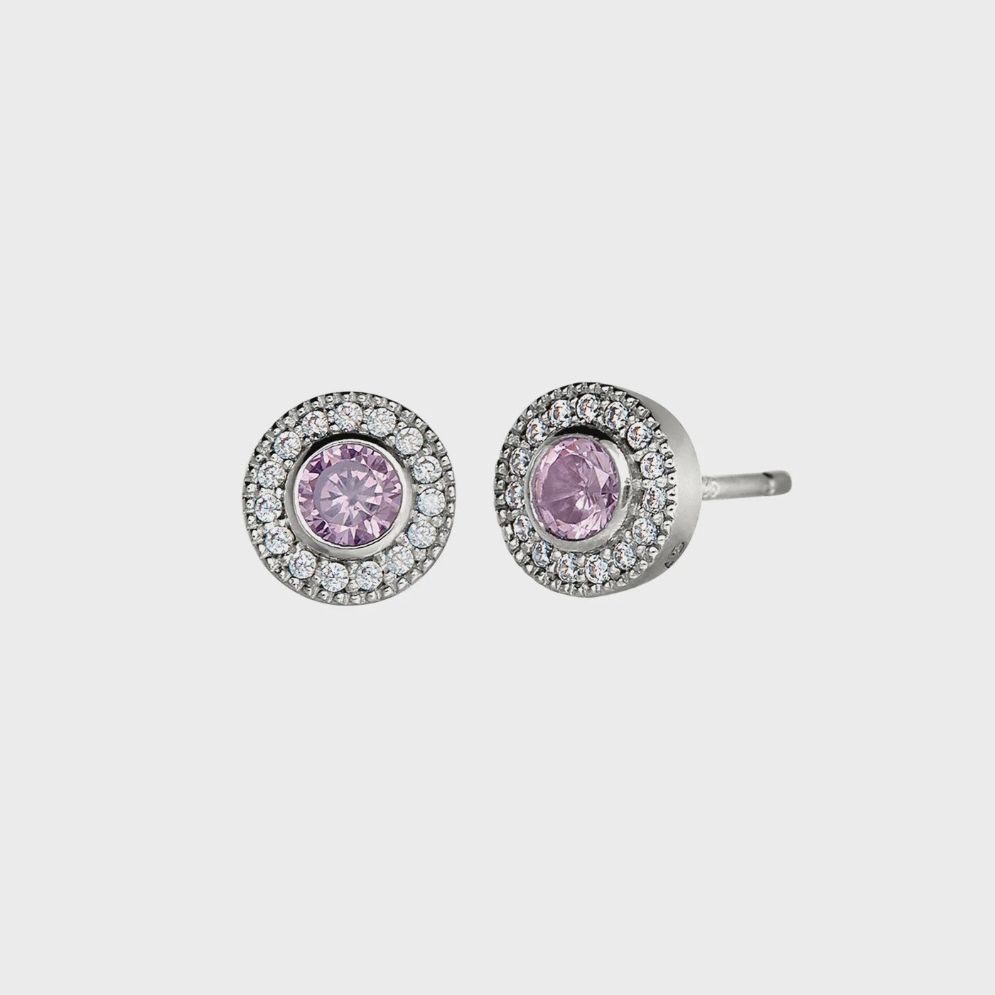 SS PL Finish Sim Pink Sapphire & Dia Earrings