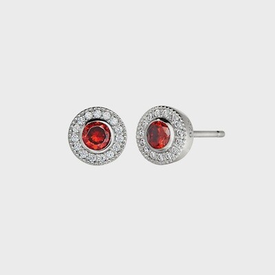 SS PL Finish Sim Garnet & Dia Earrings