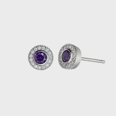 SS PL Finished Sim Amethyst & Dia Earrings