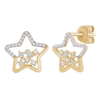 10K YG 0.25ct Diamond Star Earring