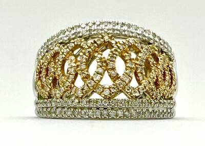 14K 2 Tone .75ctw Diamond Band Ring Sz 7