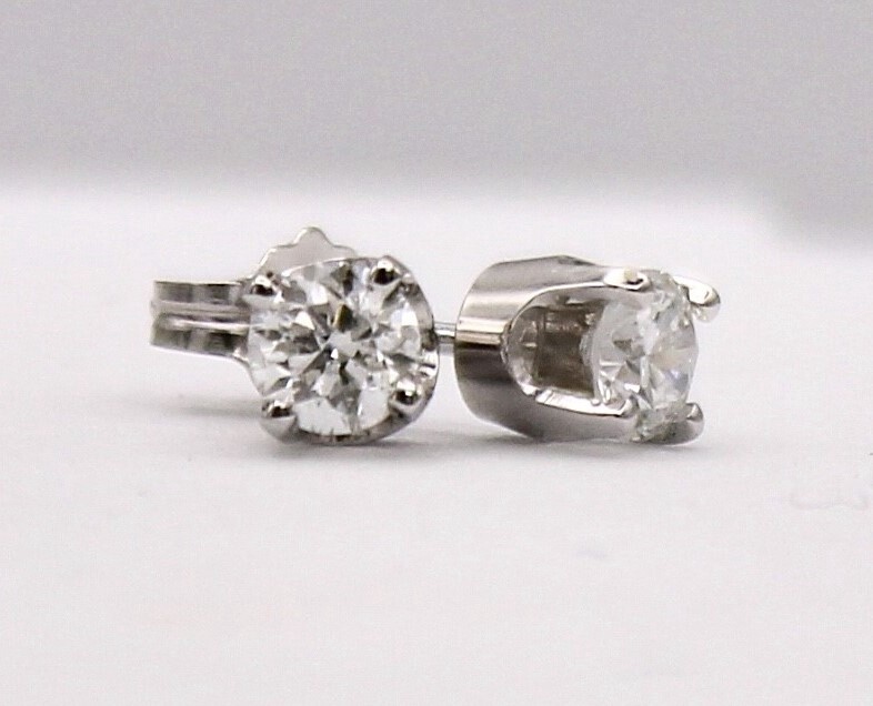 14K WG .47ct Round Stud Earrings