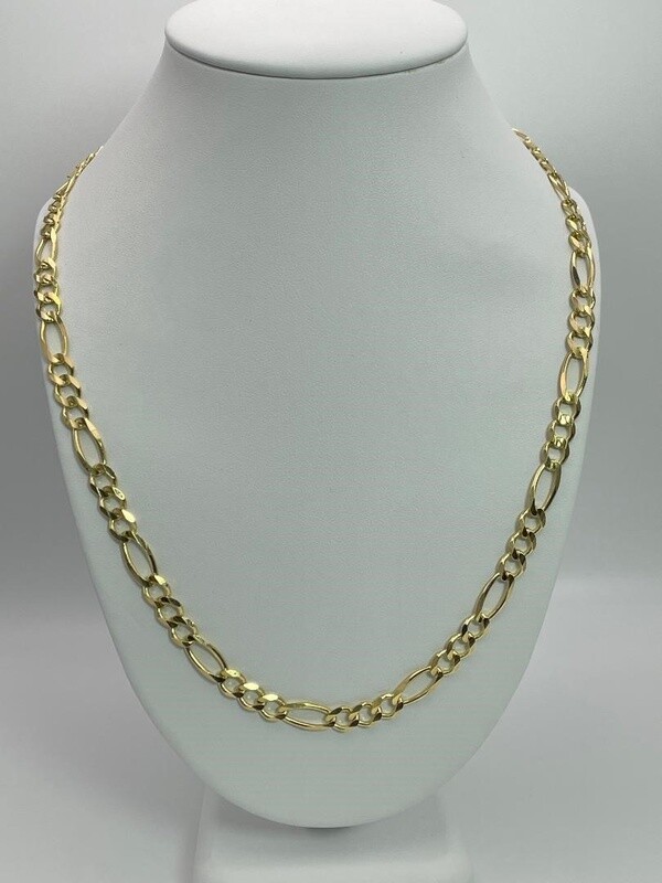 10ky 22in 6.6mm Royal Figaro Chain with Lobster Clasp