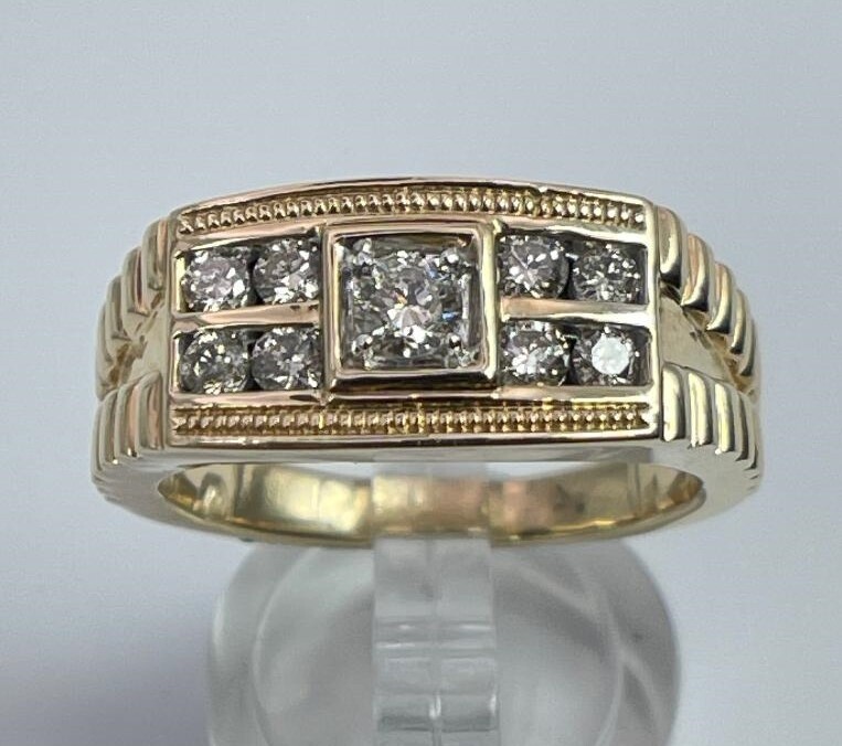 10K YG Mens .60ct Ring Sz 10