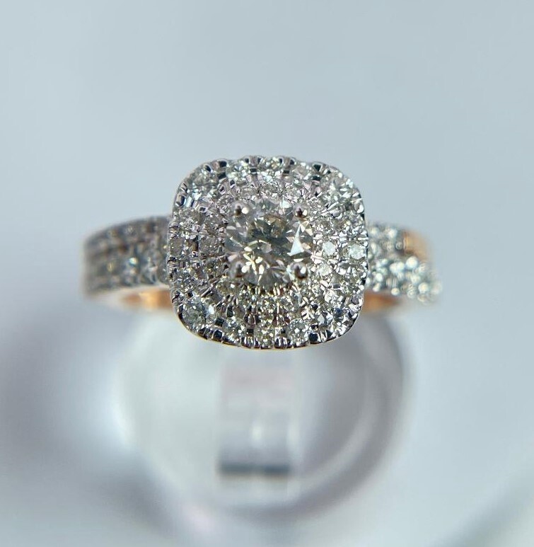 14K Rose Gold 1.00ct Diamond Bridal Set Sz 6.5