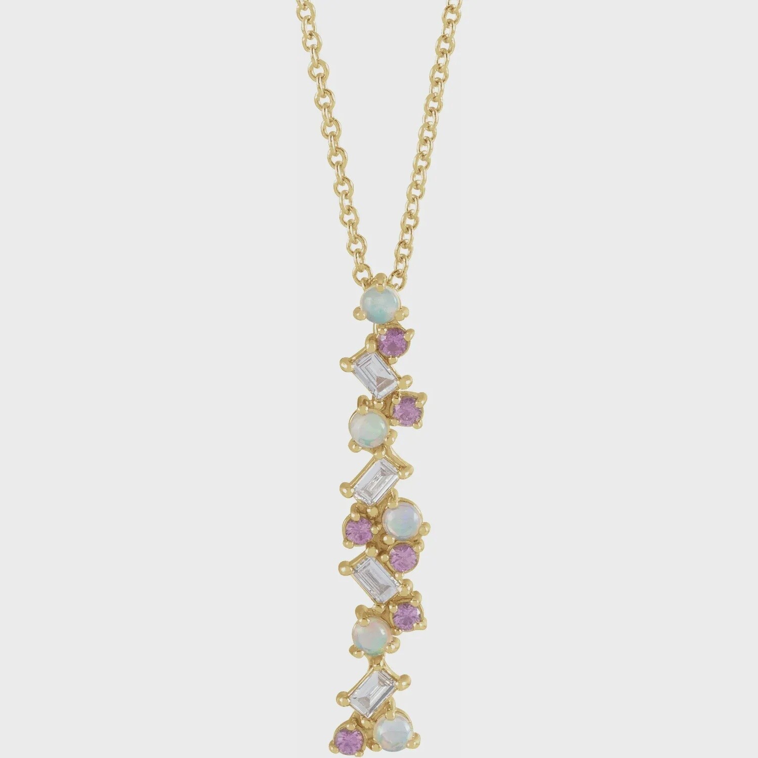 Oval Pink Sapphire & Diamond Bar Necklace – Park City Jewelers