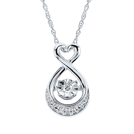 SS Heart Drop Pendant .03cttw Shimmering Diamonds®