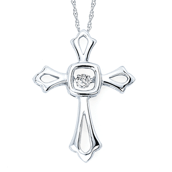 SS Cross Pendant .05ct Diamond 18" chain