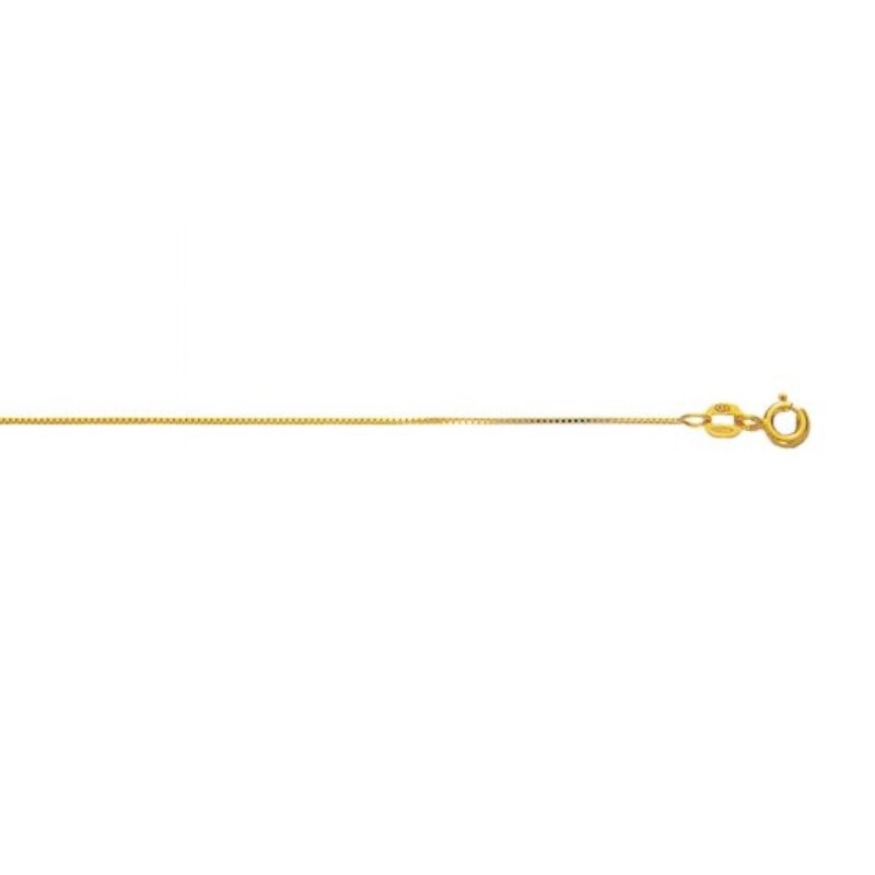 10K YG 0.6mm Box Chain with Spring Ring Clasp
