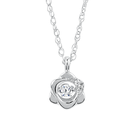 SS .09cttw Shimmering Diamond® Flower Pendant 18&quot; chain