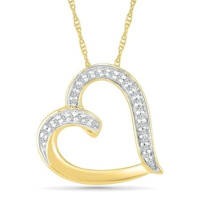 14K YG 0.05cttw Diamond Heart Pendant