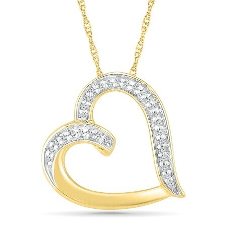 14K YG 0.05cttw Diamond Heart Pendant
