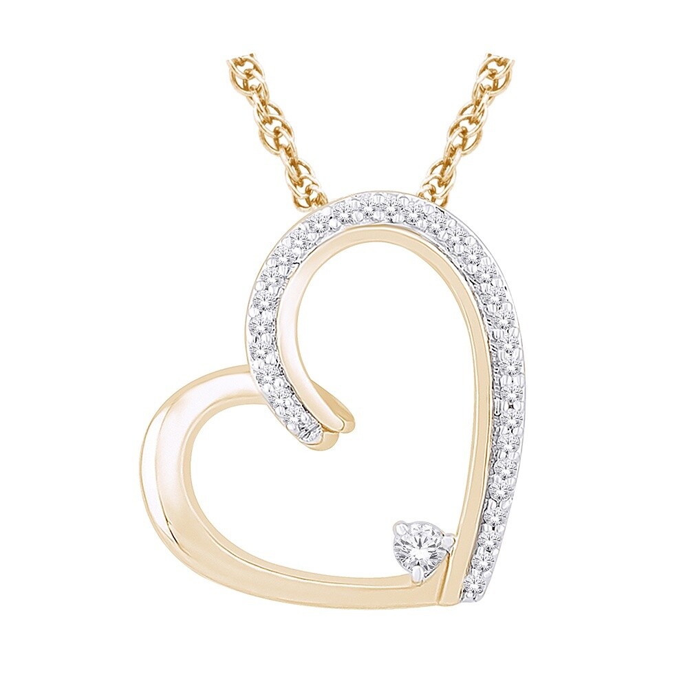 14K YG 0.12ct Diamond Heart Pendant