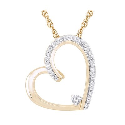 14K YG 0.12ct Diamond Heart Pendant