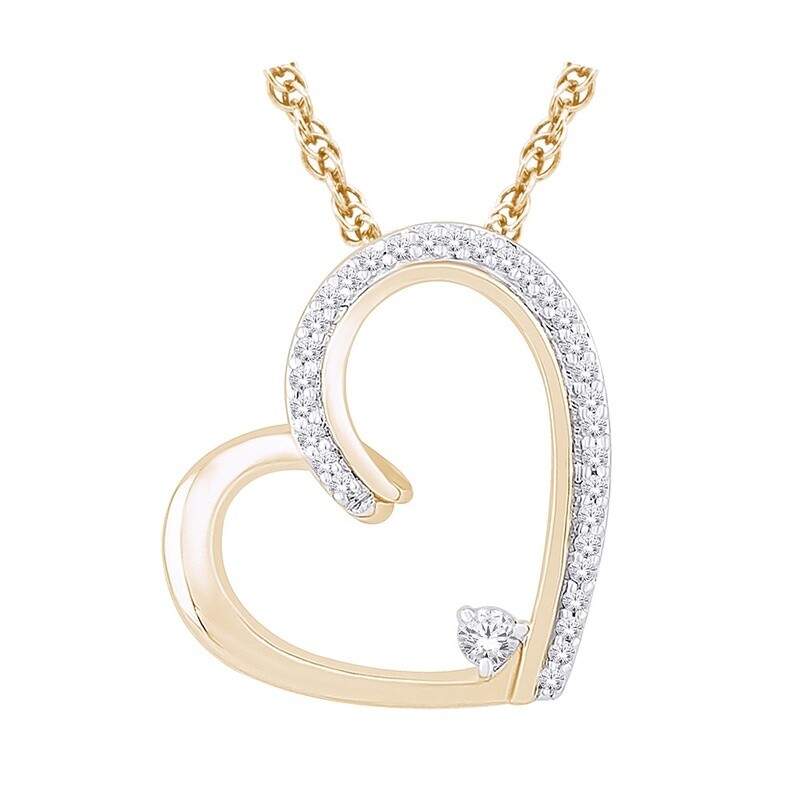 14K YG 0.12ct Diamond Heart Pendant