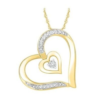 14K YG 0.03cttw Diamond Heart pendant