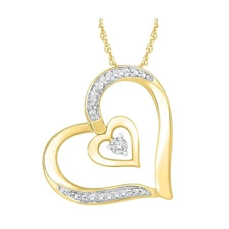 14K YG 0.03cttw Diamond Heart pendant