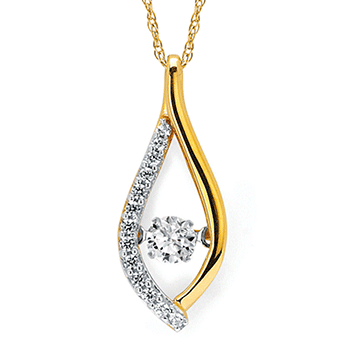 14K YG 0.25ct Diamond Rain Drop Pendant 18" chain