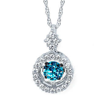 14K WG Circle Pendant 1/3ctw Diamond Pendant 18" Chain