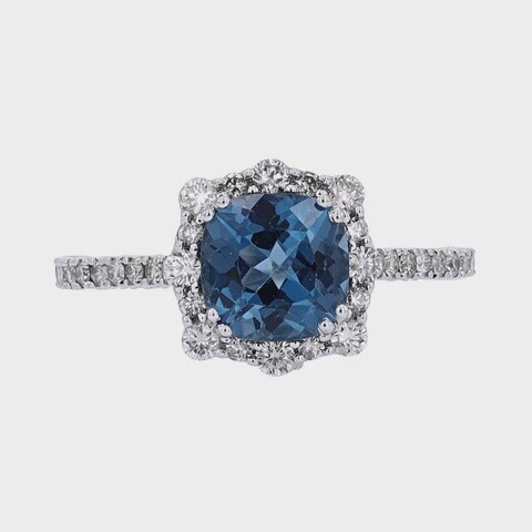 10K WG 0.50cttw Diamond & 1.75ct London Blue Topaz Ring