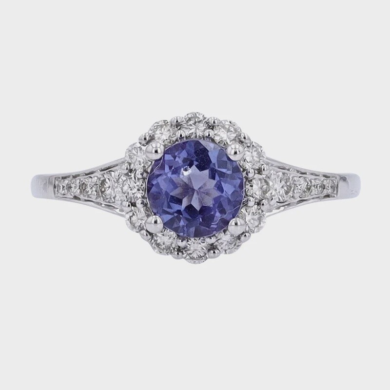 10K WG 0.86ct tanzanite & 0.34cttw Diamond Ring