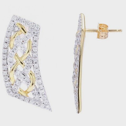 14K YG 0.62ct Diamond Woven Earrings