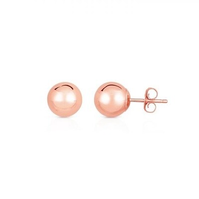 14k Gold Ball Stud Earrings with Push Back Clasps