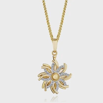 18K YG 0.09cttw Diamond Spinner Necklace 18"Chain