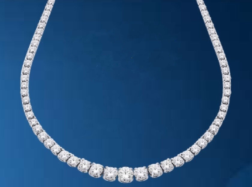 14K WG 10.00ct Lab Grown Diamond Tennis Necklace 18"