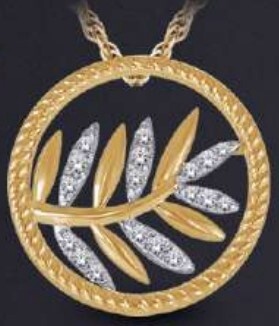 10K YG 0.10CT Diamond Leaf Pendant