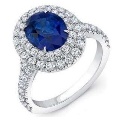 10K WG 0.50ct Diamond &amp; Sapphire Ring