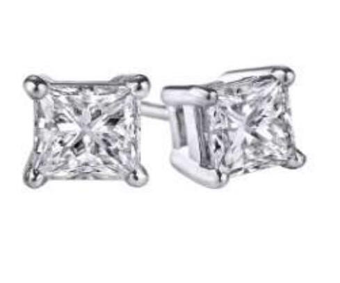 14K Lab Grown Diamond Princess Stud Earrings