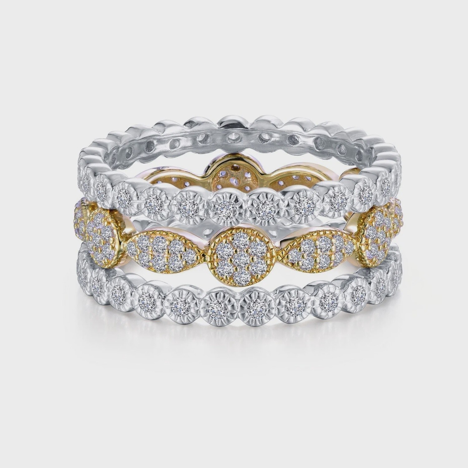 SS 2Tone 1.29cttw Sim Dia 3Pcs Eternity, Ring Size: Size 7