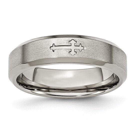 Titanium Cross Design 6mm Band