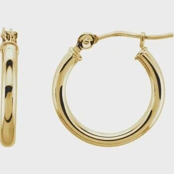 14K Gold Hoop Earrings, Color: Yellow Gold, Size: 15mm