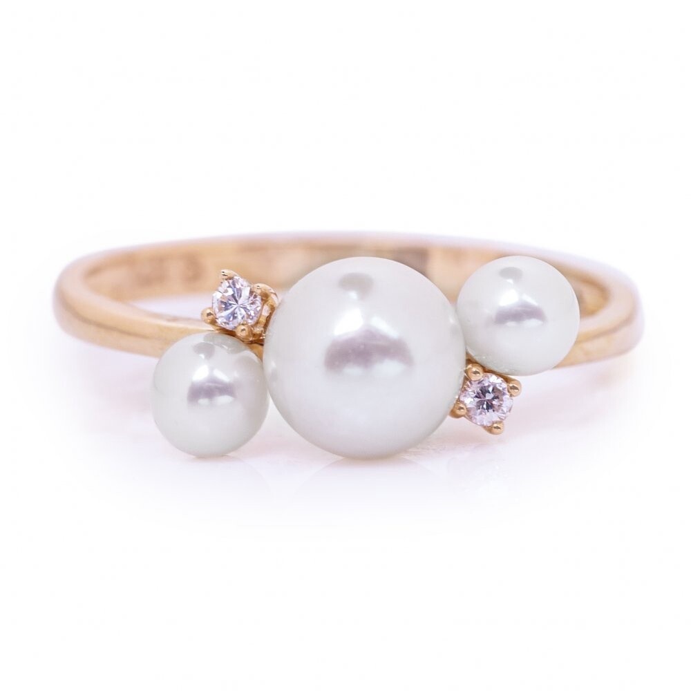 14K YG Pearl & 0.05ctw Diamond Ring Sz