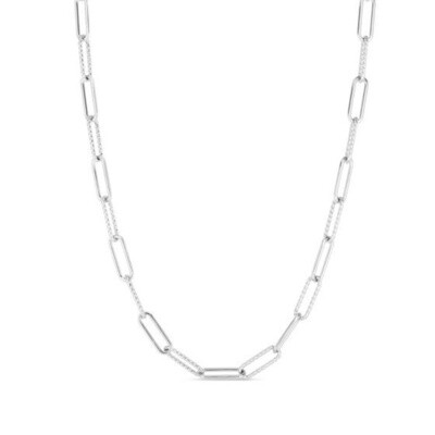 Silver Italian Cable Paperclip Chain