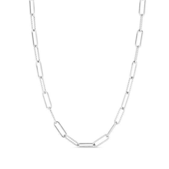 Silver Italian Cable Paperclip Chain, Chain Length: 24 Inches