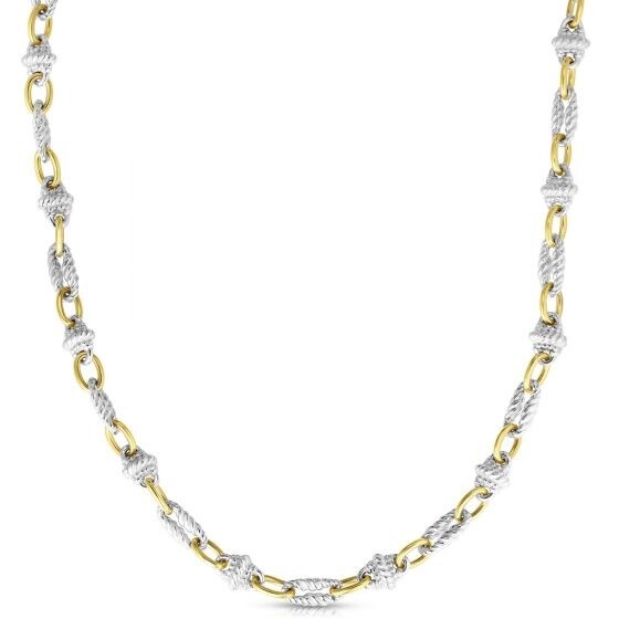 SS & 18K YG Victorian Link Necklace 18"