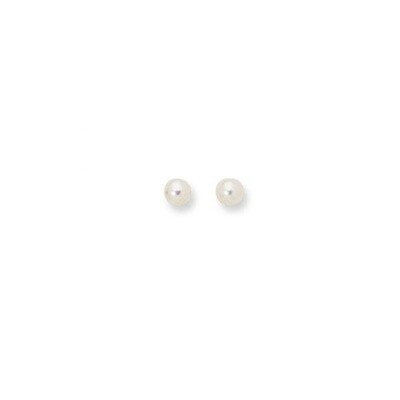 14K YG 6mm White Cultured Pearl Stud Earring