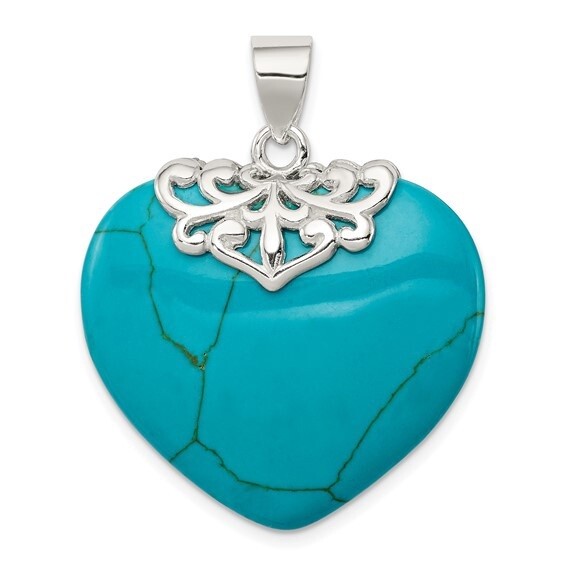 SS Turquoise Heart Stone Pendant